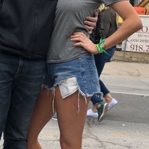 Signature8 High waisted distressed jean shorts